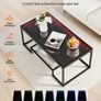 Coffee Table, Modern Tempered Glass Coffee Table with Lighting, 2 Tiers Rectangle Glass Center Desk with Open Storage, Minimalist Metal Accent End Desk for Living Room, Office, Easy Assembly Image 7