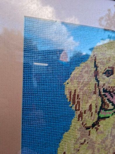 Vintage Kitsch Poodle framed Needlework