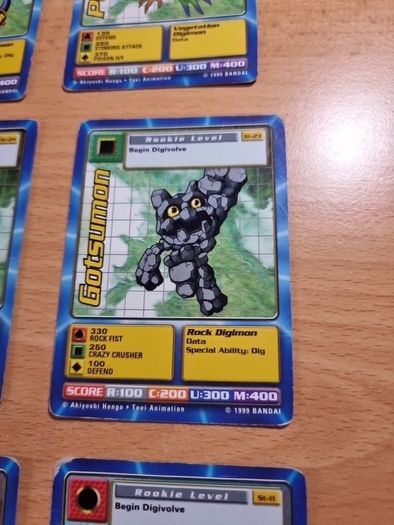 12 Rookie level Digimon cards. 1999