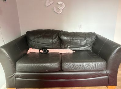 Black leather couch