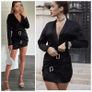 Zara Jeweled Trim Satin Effect Black Dress Image 7