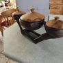 Vintage Hand-Carved African Centerpiece Serving Dish With lids. Image 2