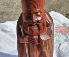 Japanese Mid Century Cedarwood Lucky God Deity(1.3kgs)
