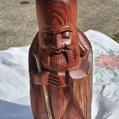 Japanese Mid Century Cedarwood Lucky God Deity(1.3kgs)