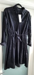 FRENCH CONNECTION black lace shirt dress Sz 8 UK - Bnwt Rrp 110