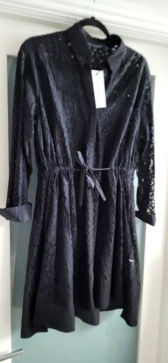 FRENCH CONNECTION black lace shirt dress Sz 8 UK - Bnwt Rrp 110