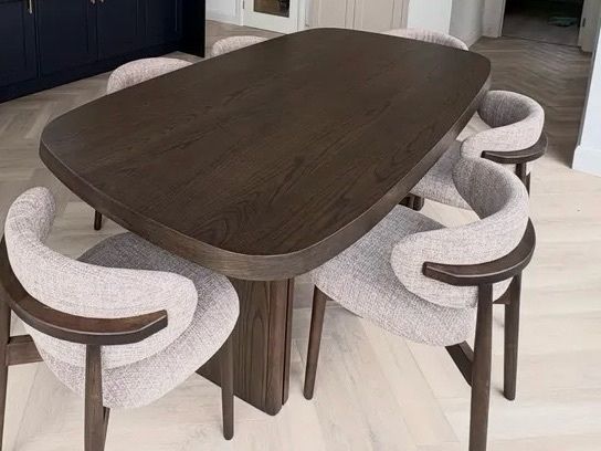 210cm Dark Brown Oak Dining table, Ex Display Like New