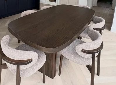 210cm Dark Brown Oak Dining table, Ex Display Like New