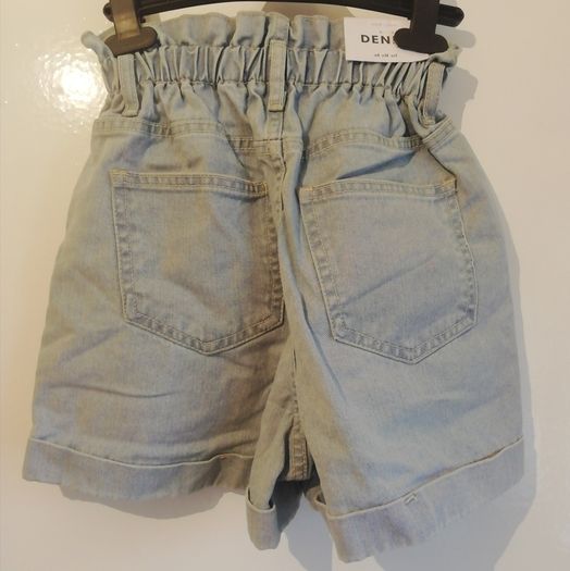 New Look Womens Denim Shorts UK6 EU34 Paperbag High Waist Light Blue BNWT CAN POST