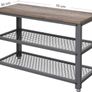 _shoe bench, shoe cabinet, shoe rack for sitting, shoe rack with 3 levels, metal frame, for entrance area, hallway, living room, industrial design, wood look, greige-gray, Image 4
