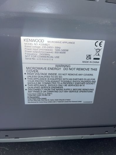 Large microwave kenwood 25litre