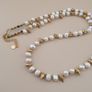 Classic Freshwater Pearl with Brass Beads Necklace Image 4