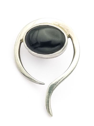 Jet Sterling Silver Abstract Pendant