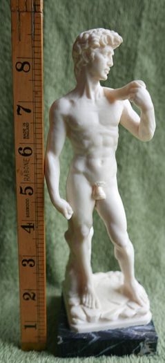 Vintage Sculpture of Statue of David in Resin by A. Santini Italy Male Nude Vintage  Italy 1960