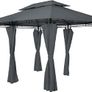 Gazebo 3 x 4 m Water-Repellent Metal Garden Stable Robust Side Walls Garden Image 6