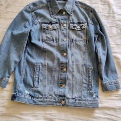 Unisex denim cotton distressed jacket in very good condition see last three photos for exact measurements FREE STANDARD POSTAGE INCLUDED