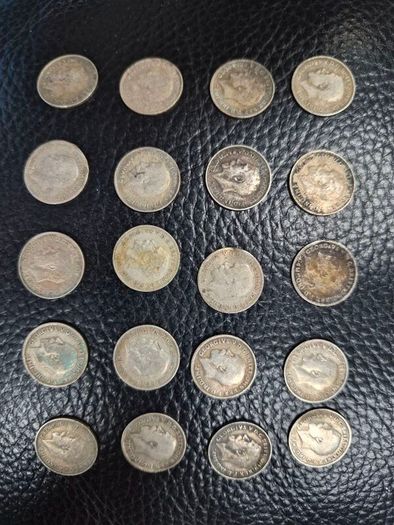 20 x English silver threepences