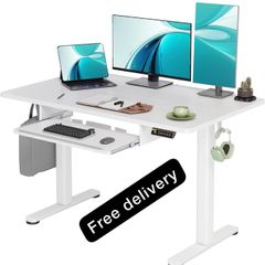 Electric Standing Desk with Keyboard Tray, 120x60cm