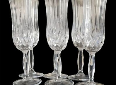 6 x Vintage RCR Harrods Crystal Champagne Flutes