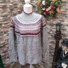Sienna Sage Fair Isle Mock Neck Holiday Sweater  Size Large Perfect Condition