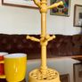 Vintage Traditional Mustard Yellow Cast Iron Mug Tree Holder Rustic Farmhouse Kitchenalia Image 8