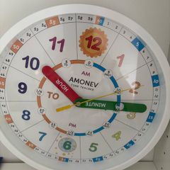Amonev Wall Clock Teach Kids to Read Time Instantly with Silent Movement Clock