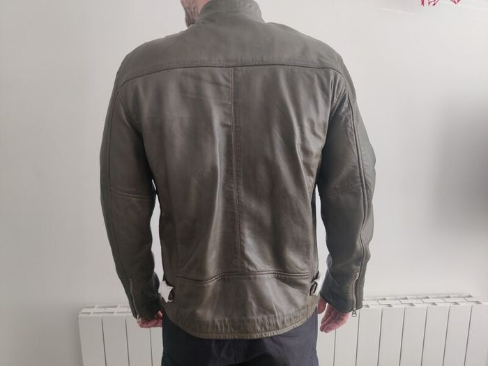 New Schott NYC, LC 949 WX, Iconic Cafe Racer Leather Jacket Mens, Size L, Khaki