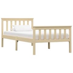 Bed Frame without Mattress Natural Solid Pinewood 100x200 cmBed Frame without Mattress Natural Solid Pinewood 100x200 cm