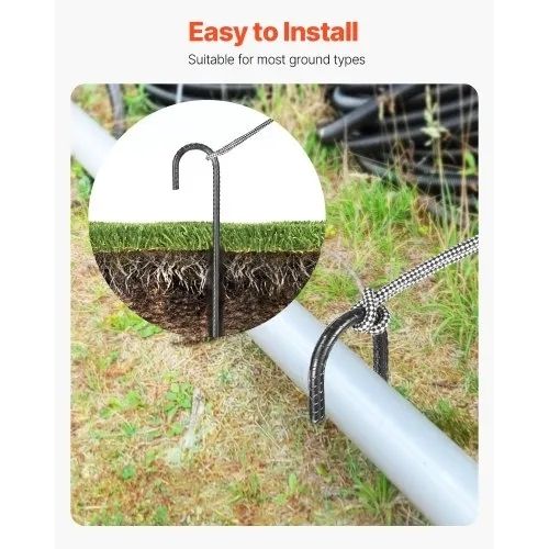 406,4 mm / 16-Inch 24 Pack Rebar Stakes Heavy Duty J Hook Galvanized Ground Anchors