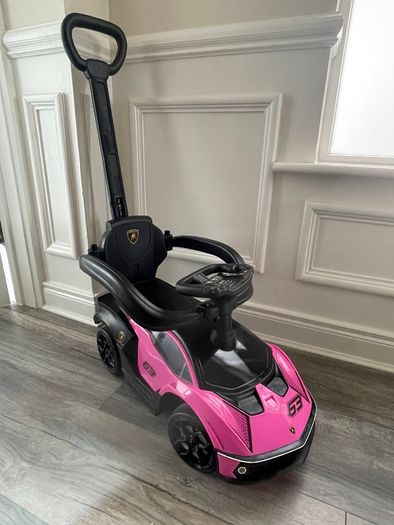 Kids Lamborghini Car 2-in-1 Push-Along Ride On (Pink)