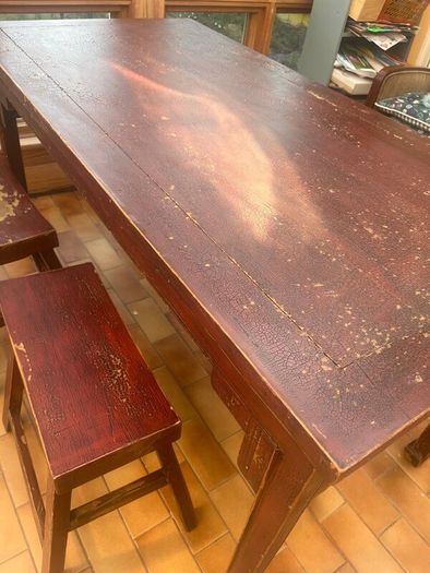 Unique kitchen hardwood table & stools
