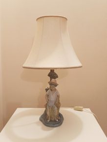 Vintage Spanish porcelain  Villamarchante table lamp  made in Valencia, Spain  hand painted
