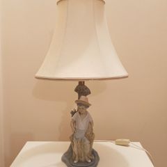 Vintage Spanish porcelain  Villamarchante table lamp  made in Valencia, Spain  hand painted