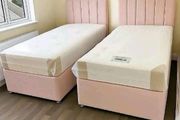 single beds in color pink