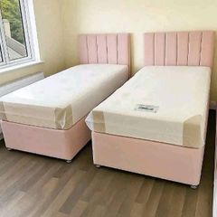 single beds in color pink