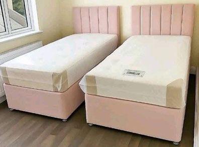 single beds in color pink