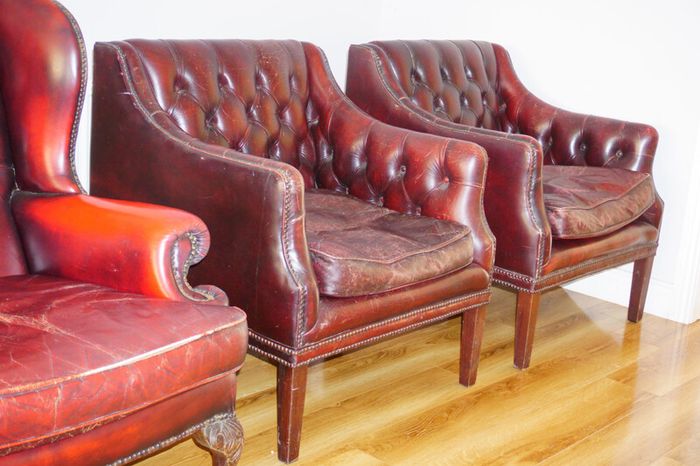 Millbrook Club Chairs, Matching Pair c.1960s, Chesterfield styled in Red Oxblood Leather