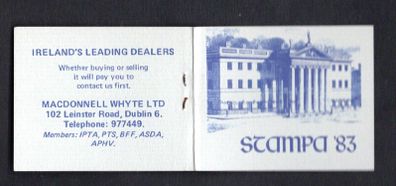 1983 Ireland Stampa Exhibition Souvenir Booklet showing General Post Office GPO includes X 1p, 2p, 3p & 6p definitive stamp.