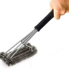 18" Triangle Metal BBQ Grill Cleaning Brush, Heavy Duty 3-Branch Stainless Steel Barbecue Bristles Cleaner for Easier and Effective Clean