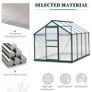 Clear Polycarbonate Greenhouse Large Walk-In Green House Garden Plants Grow Galvanized Base Aluminium Frame w/ Slide Door (6 x 8ft) Image 3