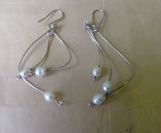 silver wire drop earrings