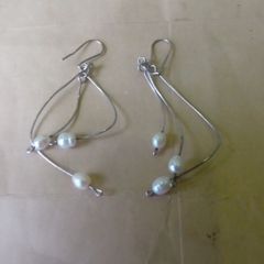 silver wire drop earrings