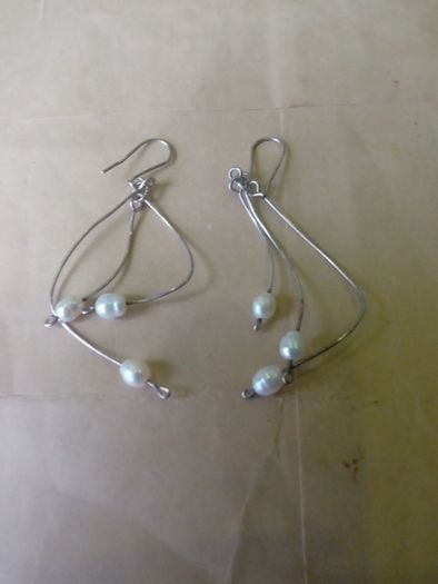 silver wire drop earrings