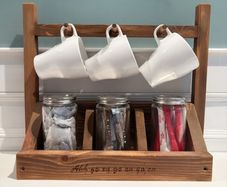 Walnut Stained Tea/Coffee and Cup Caddy.