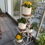 FATIVO Metal Plant Stand Indoor Outdoor Flower Pot Organizer 4 Tier Square Rack Display,L 52.5xW 24.5xH 87cm, White Image 5