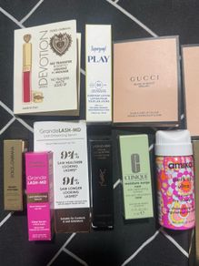 Dolce gabbana, grande lash, Gucci, Clinique, supergoop, YSL, Amika, travel size makeup new