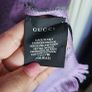 Gucci GG Logo Wool Scarf in Purple and Grey Image 4