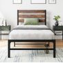 Single Bed Frames with Wood Headboard Image 10