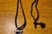 Vintage Iron Cross Black Inlay Pendant Necklace