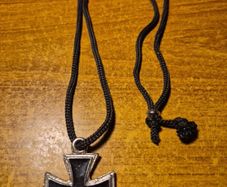 Vintage Iron Cross Black Inlay Pendant Necklace